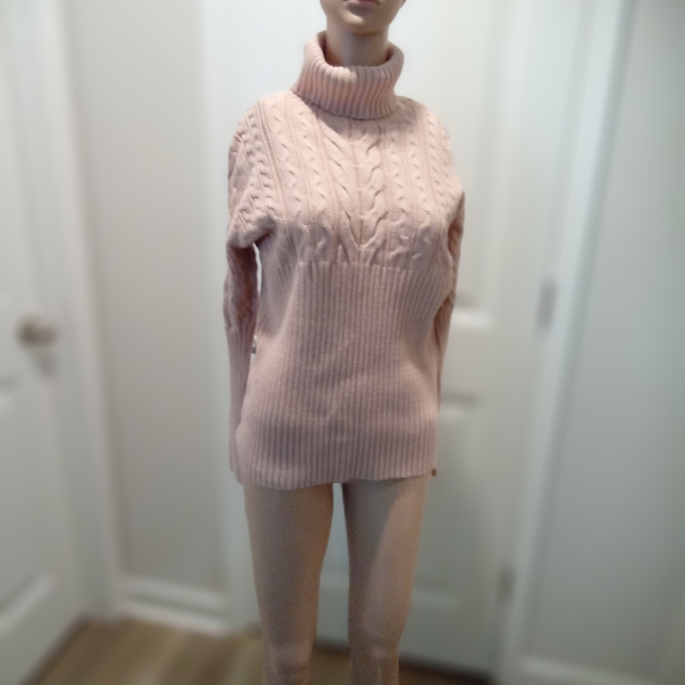 Axcess Pink Turtleneck Size XL Cable Knit Sweater